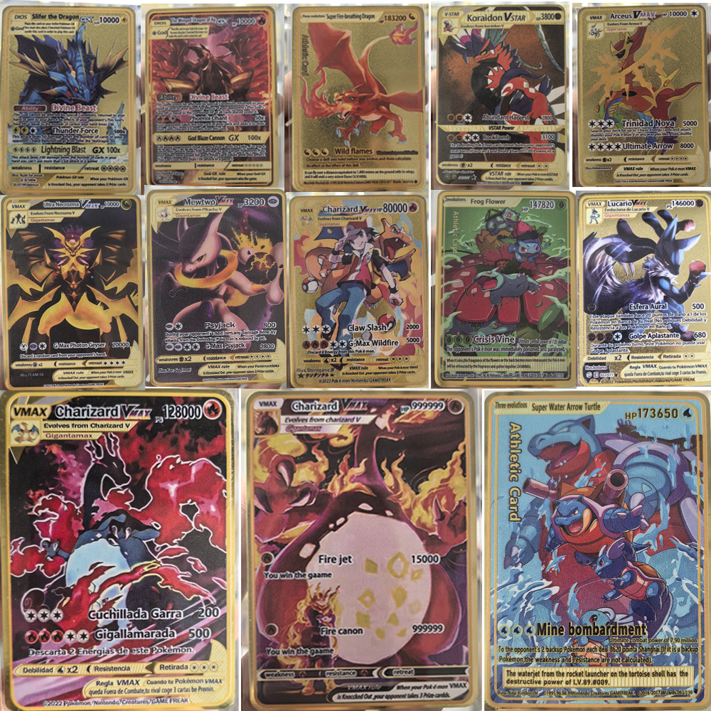 Pokemon Binder Card - Коллекционные металлические карты Покемон: Чаризард Vmax,