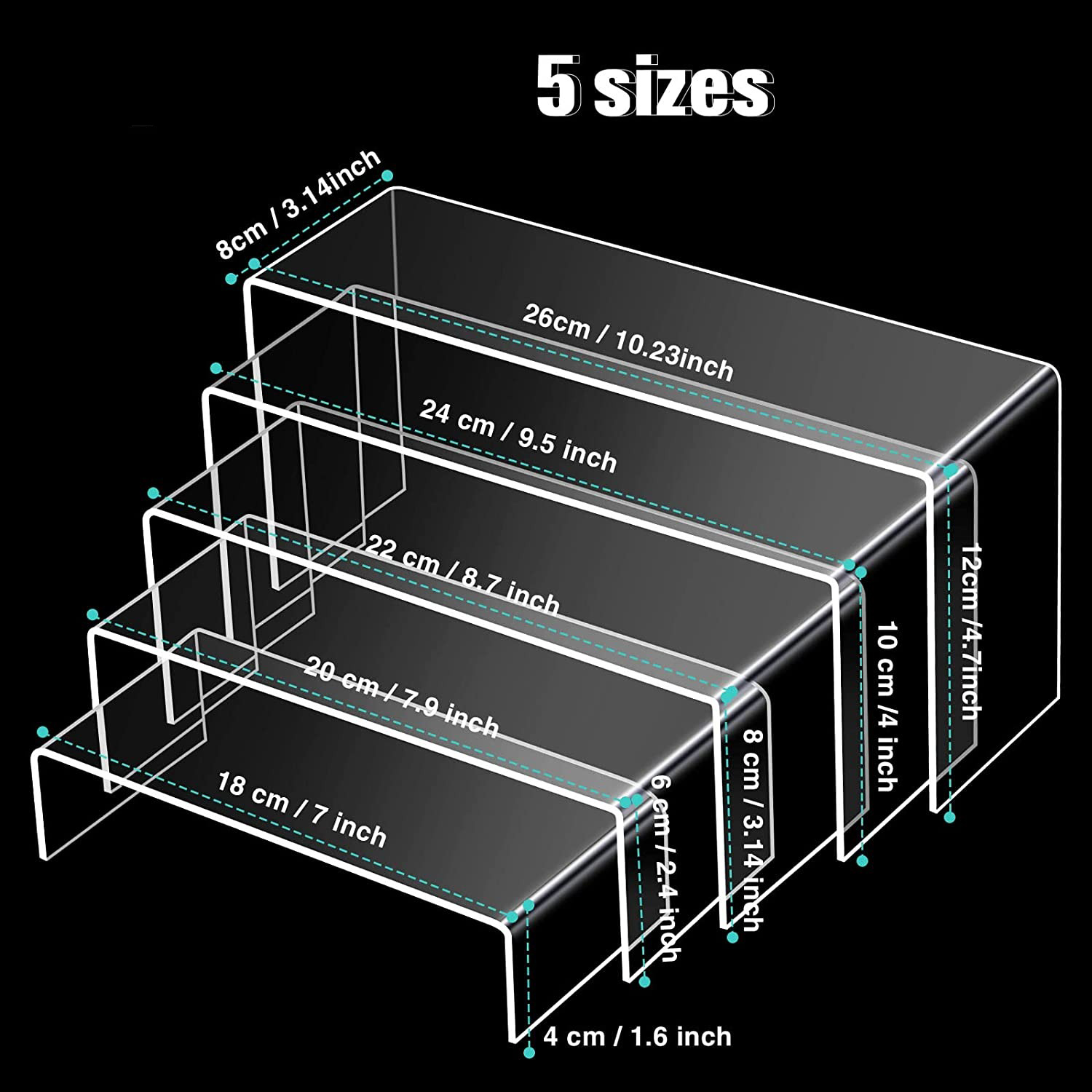 Pop Display Shelf - Прозрачные прямоугольные акриловые подставки-витрины, сборные ступенчатые